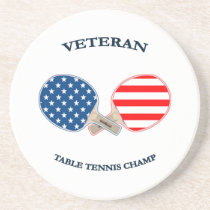 Table Tennis Veteran Drink Coaster