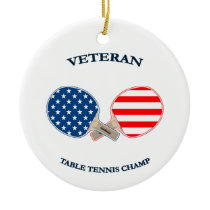 Table Tennis Veteran Christmas Ornament