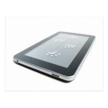 Tablet and paw prints postcards