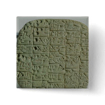 Tablet with cuneiform script pinback button