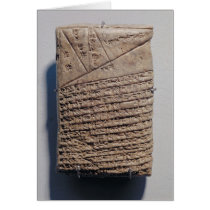 Tablet with fourteen lines of a mathematical text greeting card