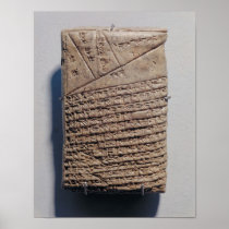 Tablet with fourteen lines of a mathematical text posters