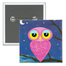 Tabu Japan Owl Square Pin