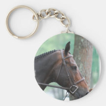 Tacked Dark Bay Horse Keychain