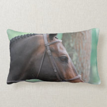 Tacked Dark Bay Horse Pillow
