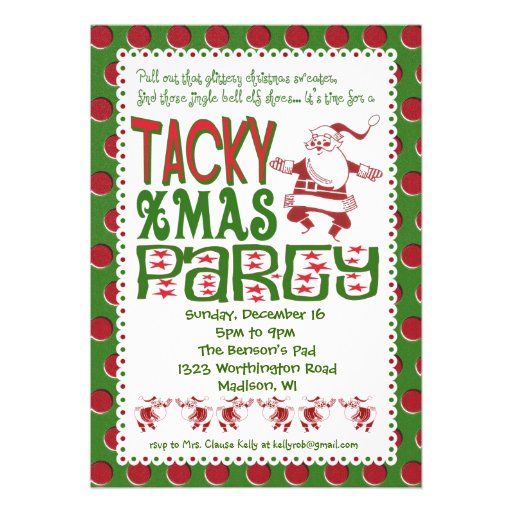 tacky christmas party invitation 5 quot x 7 quot invitation card tacky christmas party invitation 5 quot x 7 quot invitation card