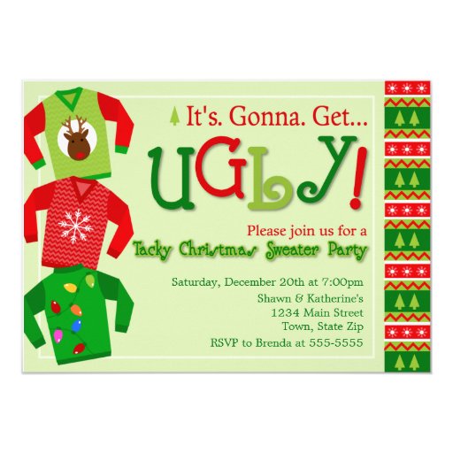 tacky christmas sweater party invitation zazzle tacky christmas sweater party invitation zazzle