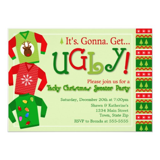 Tacky Christmas Sweater Party Invitation Zazzle 9144