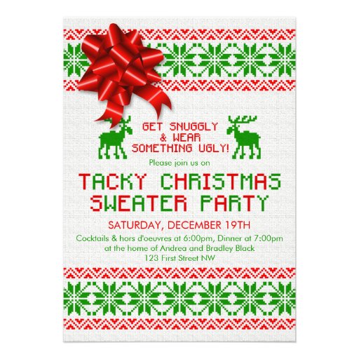 Tacky Ugly Christmas Sweater Party Invitation (front side)
