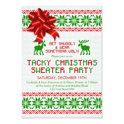 tacky ugly christmas sweater party invitation zazzle tacky ugly christmas sweater party invitation zazzle