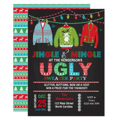 tacky ugly sweater christmas party invitation zazzle tacky ugly sweater christmas party invitation zazzle