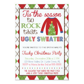 Tacky Ugly Sweater Holiday Party 3.5x5 Paper Invitation Card