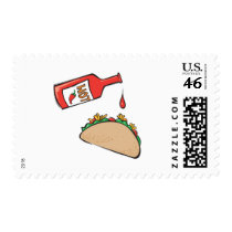 taco with hot sauce postage stamp