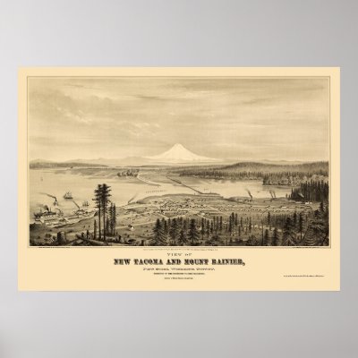 Tacoma, WA Panoramic Map - 1878 Posters