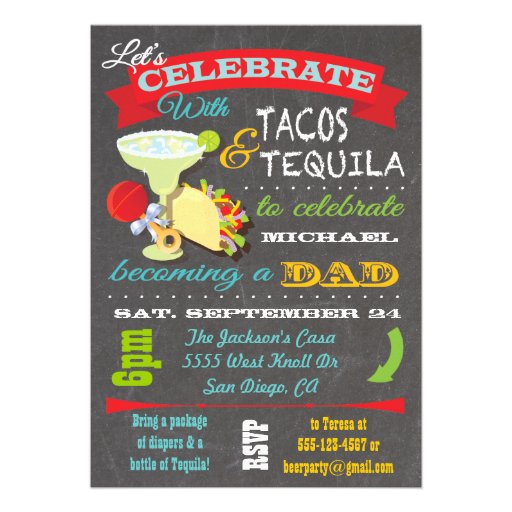 Tacos and Tequila Diaper Baby Shower for Dad to be Invitation