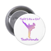 Taekwondo Girl Pinback Button