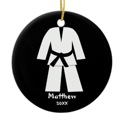 Taekwondo Karate Black Belt Personalized Ornaments