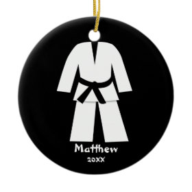 Taekwondo Karate Black Belt Personalized Ornaments