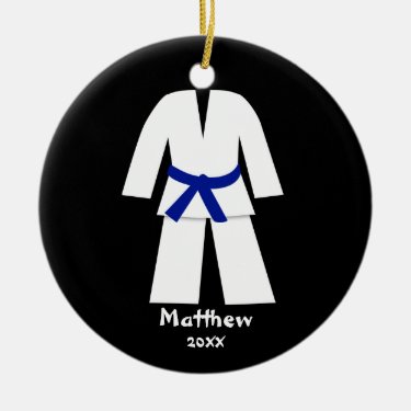 Taekwondo Karate Blue Belt Personalized Ornament