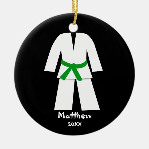 taekwondo karate green belt personalized ceramic ornament taekwondo karate green belt personalized ceramic ornament