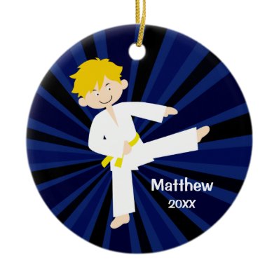 Taekwondo Karate Yellow Belt Boy Personalized Ornament