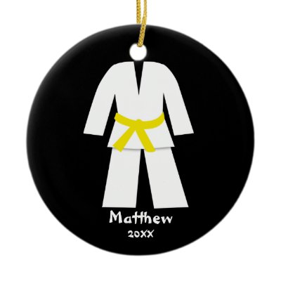 Taekwondo Karate Yellow Belt Personalized Christmas Ornament