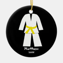 Taekwondo Karate Yellow Belt Personalized Christmas Ornament