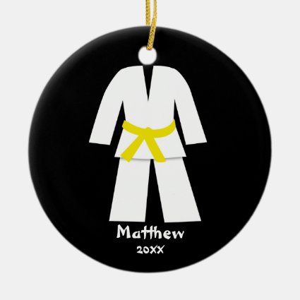 Taekwondo Karate Yellow Belt Personalized Christmas Ornament