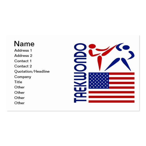 Taekwondo United States Business Card Templates (front side)