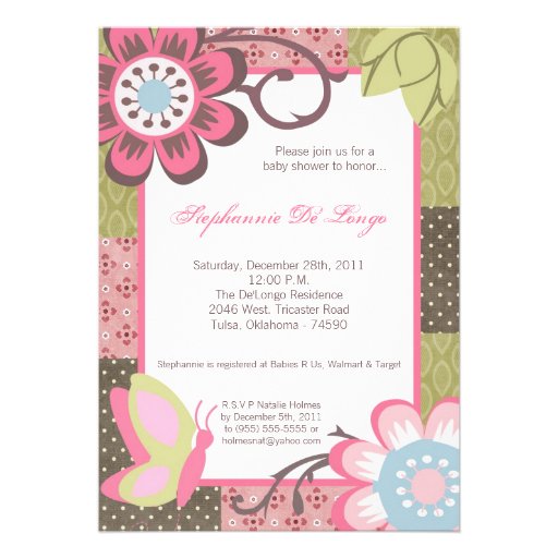 Taffy Spring Flower Floral Baby Shower Invitation