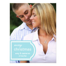 Tagged Photo Christmas Card-sky blue Invitation