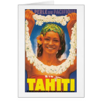Tahiti Vintage Travel Poster Greeting Cards