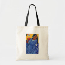 Tahitierin With Mango By Gauguin Paul Canvas Bags