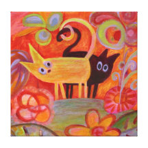 Tails and Cats Stretched Canvas Print