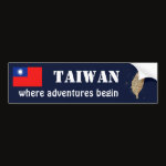 Taiwan Flag Map Text Bumper Sticker