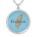 Taiwan Map + Name Necklace