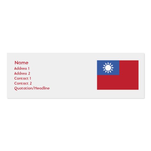 Taiwan - Skinny Business Card Template
