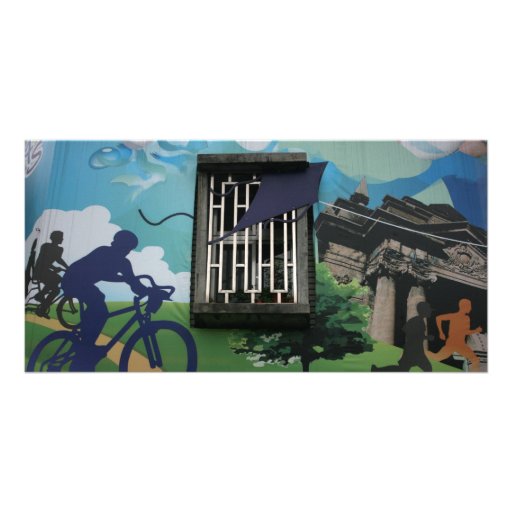 Taiwanese graffiti, Taipei, Taiwan Custom Photo Card