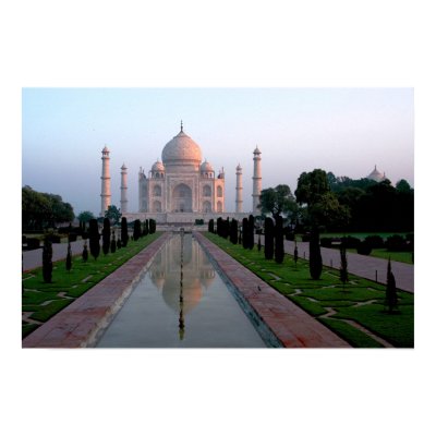 Taj Mahal at daybreak Poster by pshaw_photo