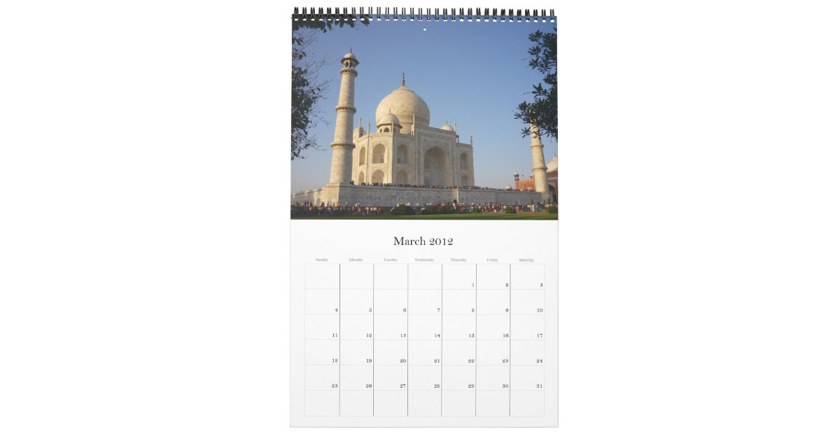 taj mahal calendar 2012 Zazzle