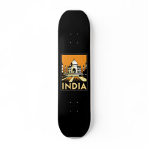 taj mahal india art deco retro poster skate board