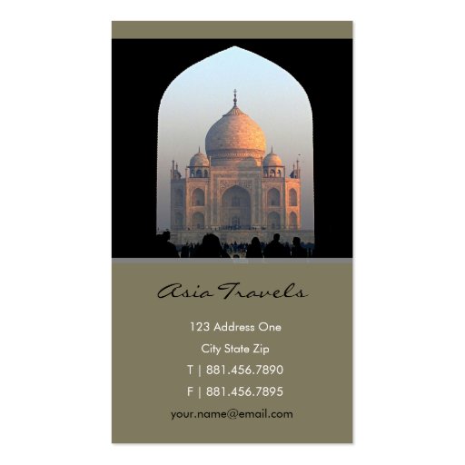 Taj Mahal Light of Dawn India Architecture Photo Business Card (front side)