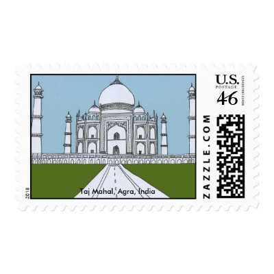 Taj Mahal Postage Stamp by TrapezoidArt