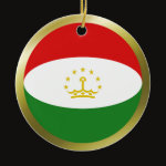 Tajikistan Fisheye Flag Ornament