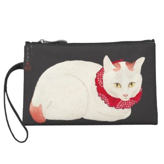 takahashi shotei tama nekko cat portrait ukiyo-e wristlet clutch