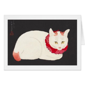 takahashi shotei tama nekko cat portrait ukiyo-e card