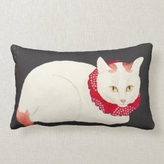 takahashi shotei tama nekko cat portrait ukiyo-e throw pillow