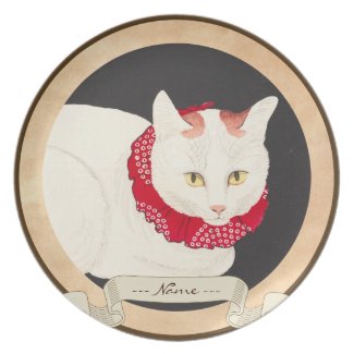 takahashi shotei tama nekko cat portrait ukiyo-e plate