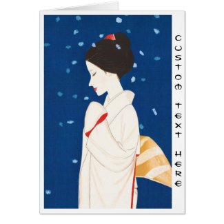 Takasawa Keiichi Large Snowflake japanese lady Greeting Card
