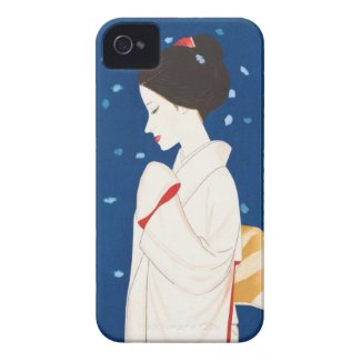Takasawa Keiichi Large Snowflake japanese lady iPhone 4 Case-Mate Cases